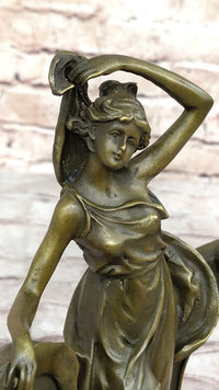 Art Nouveau Bronze Lady Picture Frame Hot Cast Maiden Sculpture