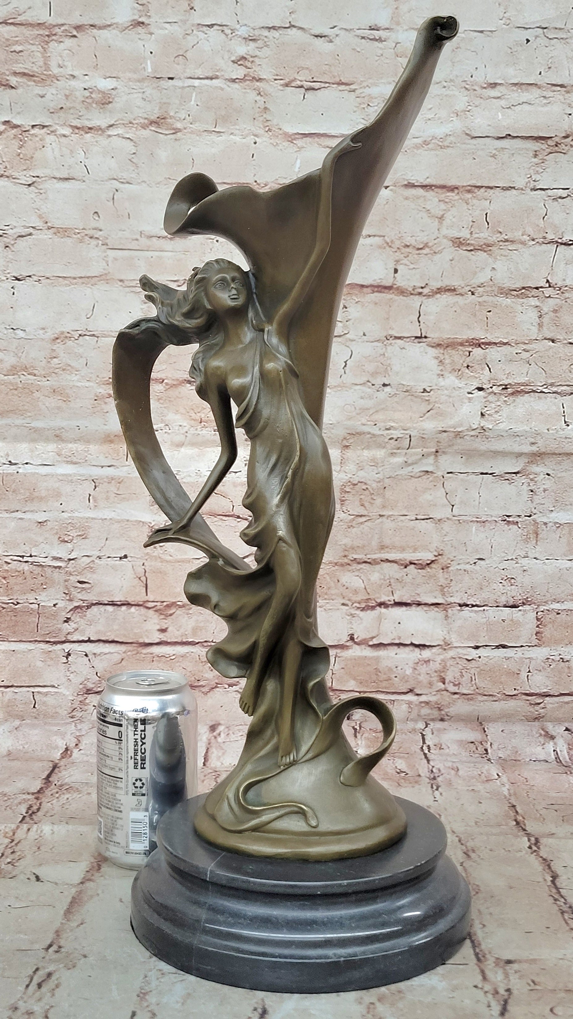 Art Nouveau Nude Sexy Nymph Vase Bronze Sculpture Sale