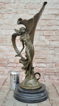 Art Nouveau Nude Sexy Nymph Vase Bronze Sculpture Sale