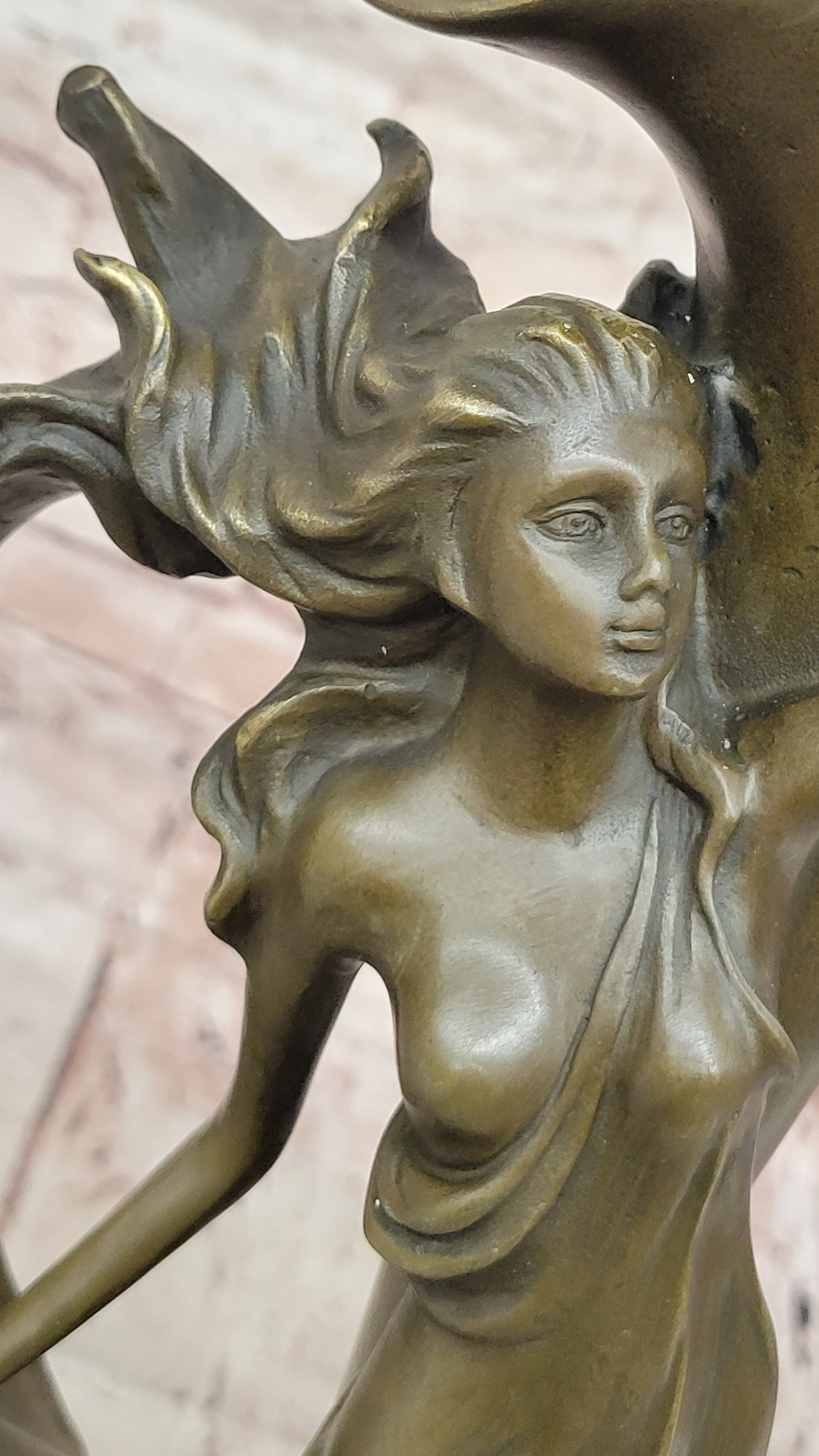 Art Nouveau Nude Sexy Nymph Vase Bronze Sculpture Sale