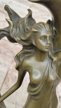 Art Nouveau Nude Sexy Nymph Vase Bronze Sculpture Sale