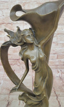 Art Nouveau Nude Sexy Nymph Vase Bronze Sculpture Sale