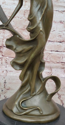 Art Nouveau Nude Sexy Nymph Vase Bronze Sculpture Sale