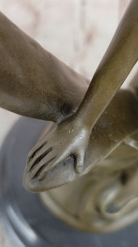 Art Nouveau Nude Sexy Nymph Vase Bronze Sculpture Sale