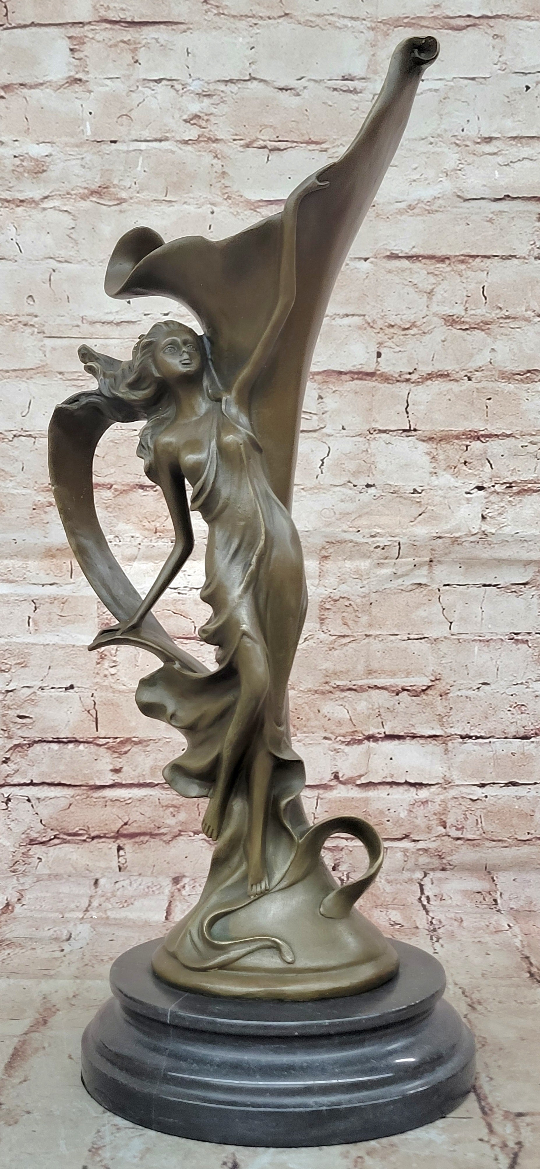 Art Nouveau Nude Sexy Nymph Vase Bronze Sculpture Sale