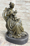 Art Deco Nouveau Mother and Baby Bronze Artwork by Jean Patoue