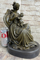 Art Deco Nouveau Mother and Baby Bronze Artwork by Jean Patoue