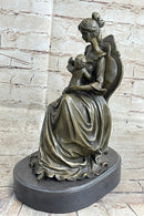 Art Deco Nouveau Mother and Baby Bronze Artwork by Jean Patoue