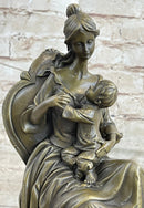 Art Deco Nouveau Mother and Baby Bronze Artwork by Jean Patoue