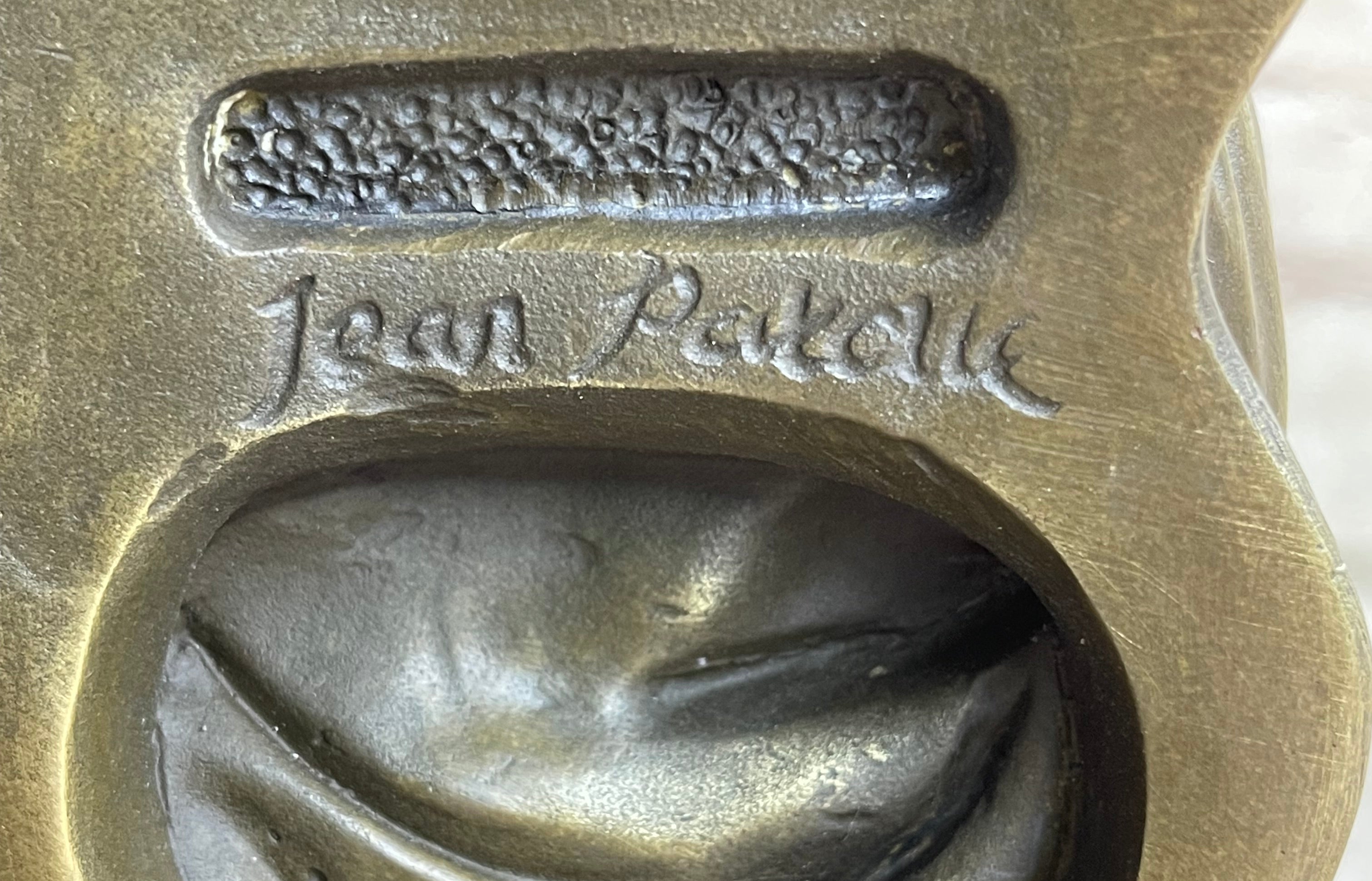 Art Deco Nouveau Mother and Baby Bronze Artwork by Jean Patoue