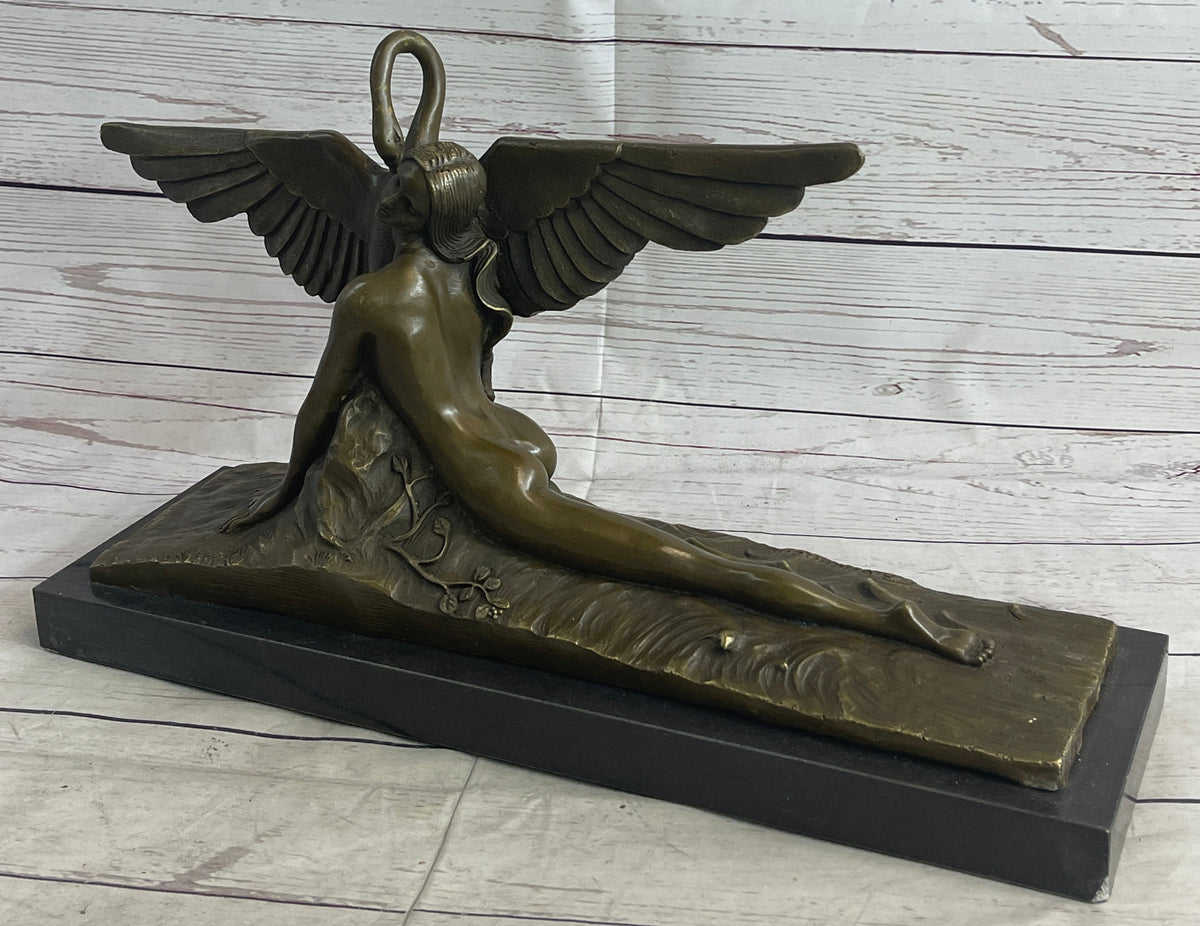 GENNARELLI LEDA AND SWAN MYTHOLOGY NUDE BRONZE SCULPTURE STATUE MYTHICAL GREEK