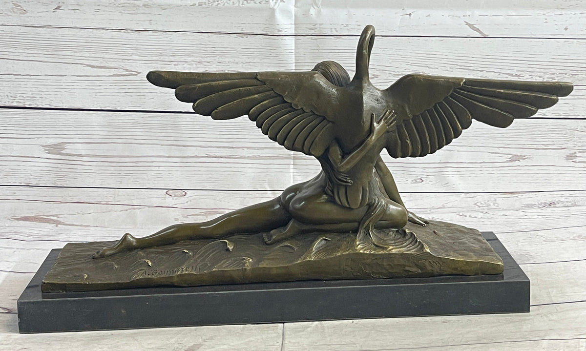 GENNARELLI LEDA AND SWAN MYTHOLOGY NUDE BRONZE SCULPTURE STATUE MYTHICAL GREEK
