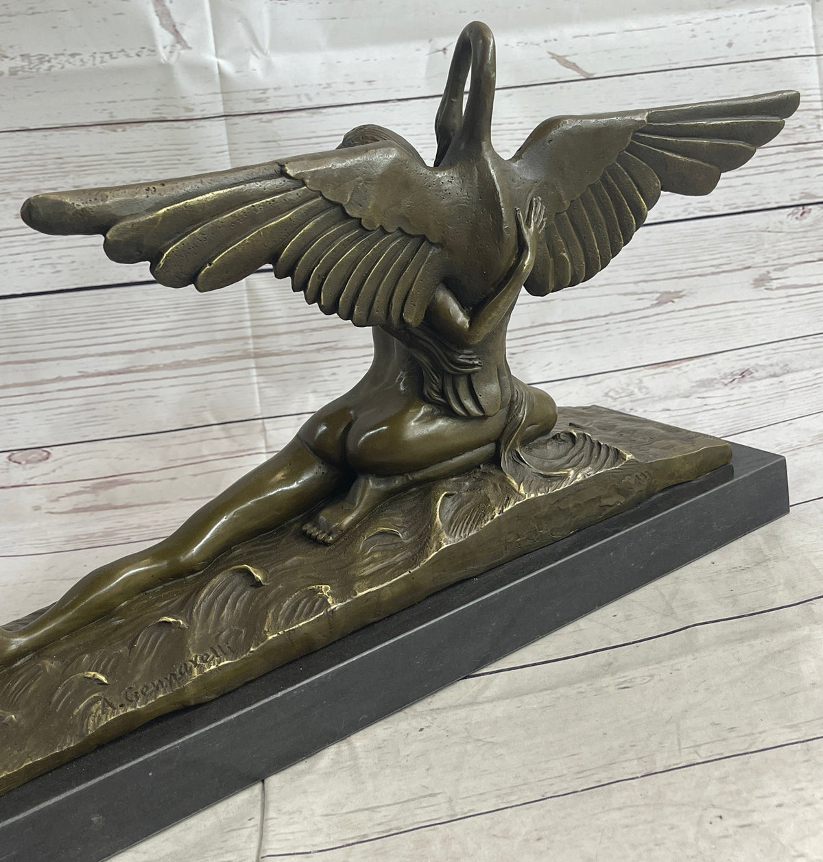 GENNARELLI LEDA AND SWAN MYTHOLOGY NUDE BRONZE SCULPTURE STATUE MYTHICAL GREEK