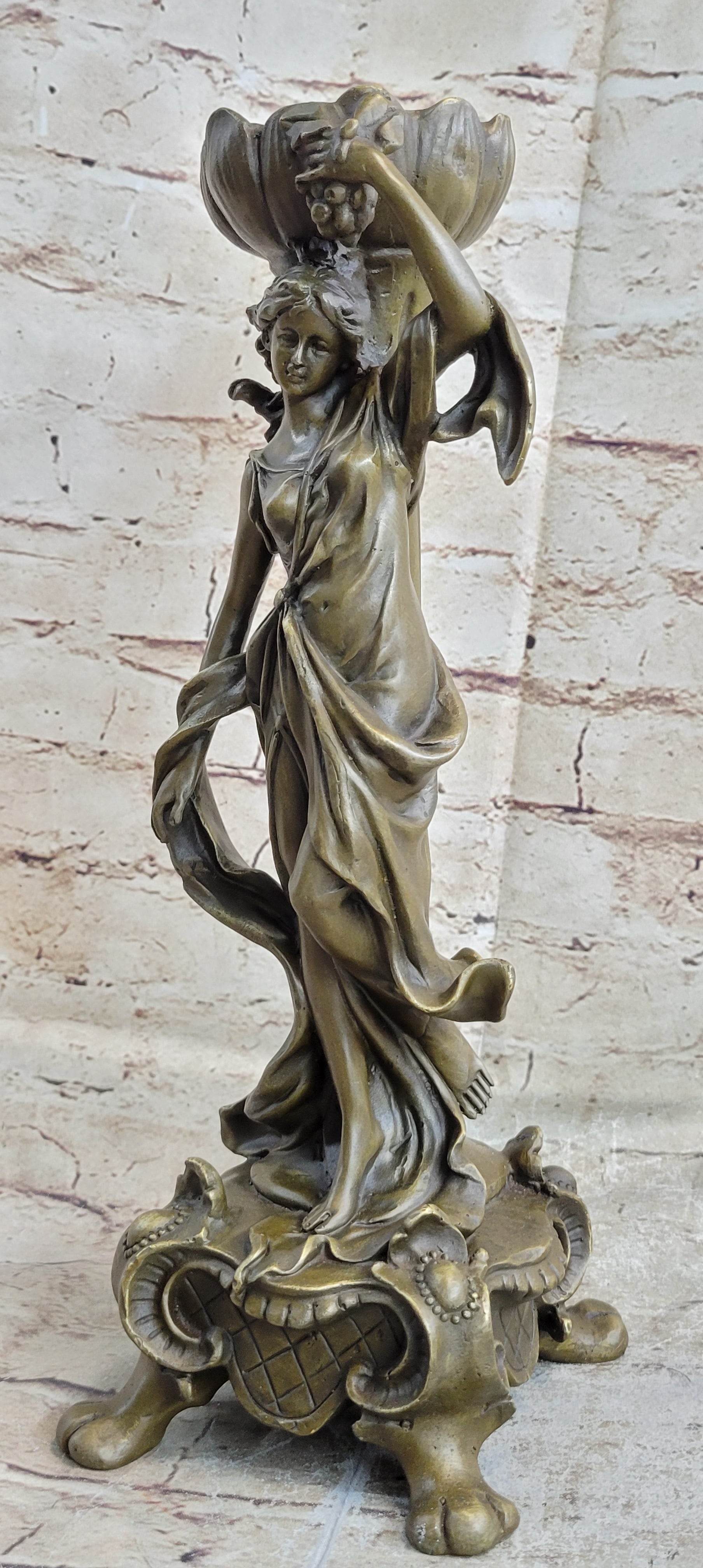VICTORIAN MYTHOLOGY SEXY WOMAN SOLID BRONZE CANDLESTICK CANDLE HOLDER SALE