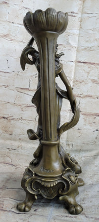 VICTORIAN MYTHOLOGY SEXY WOMAN SOLID BRONZE CANDLESTICK CANDLE HOLDER SALE