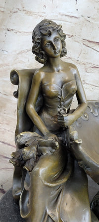 Art Nouveau Business Card Holder Change Container Bronze Sculpture