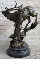 Bronze Marble Elk Deer Stag Hunter Wildlife Art Sculpture