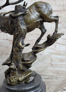 Bronze Marble Elk Deer Stag Hunter Wildlife Art Sculpture