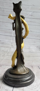 Female Bronze Candle Holder Candelabra Gold Patina