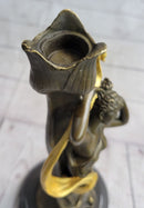 Female Bronze Candle Holder Candelabra Gold Patina