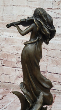 Bronze Violinist – Graceful Female Musician Sculpture