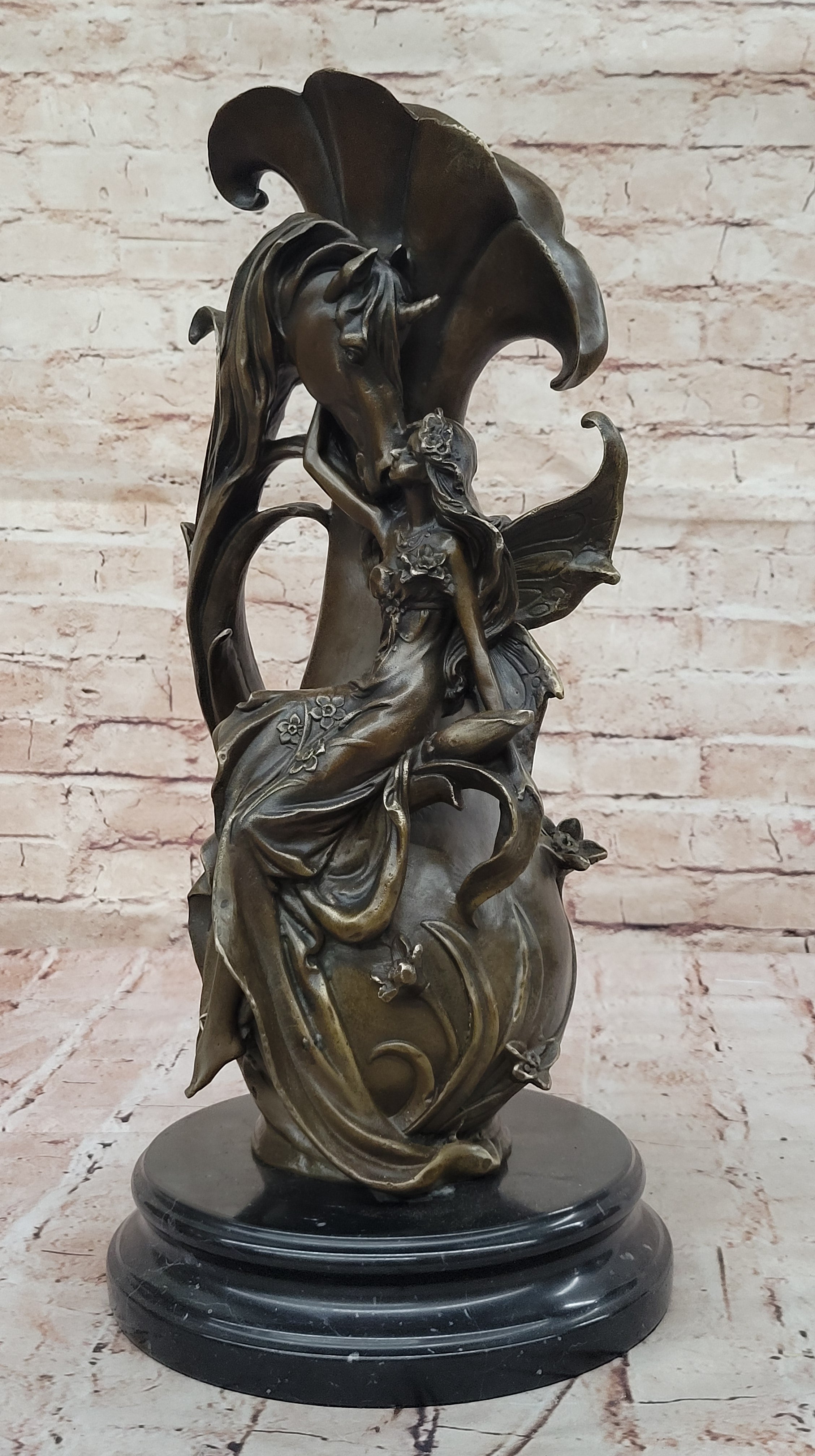 Bronze Fairy and Horse Sculpture – Enchanting Fantasy