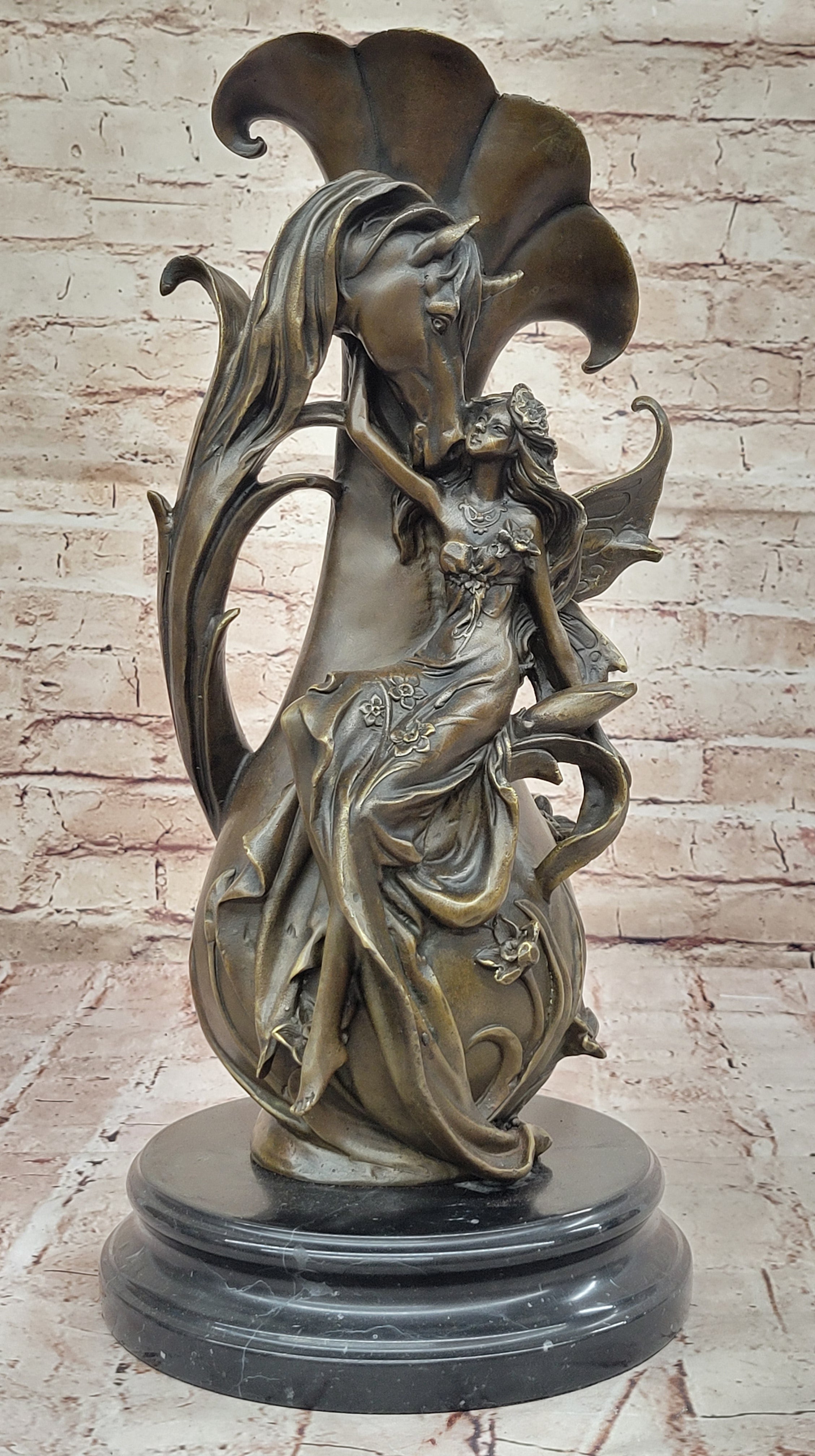 Bronze Fairy and Horse Sculpture – Enchanting Fantasy