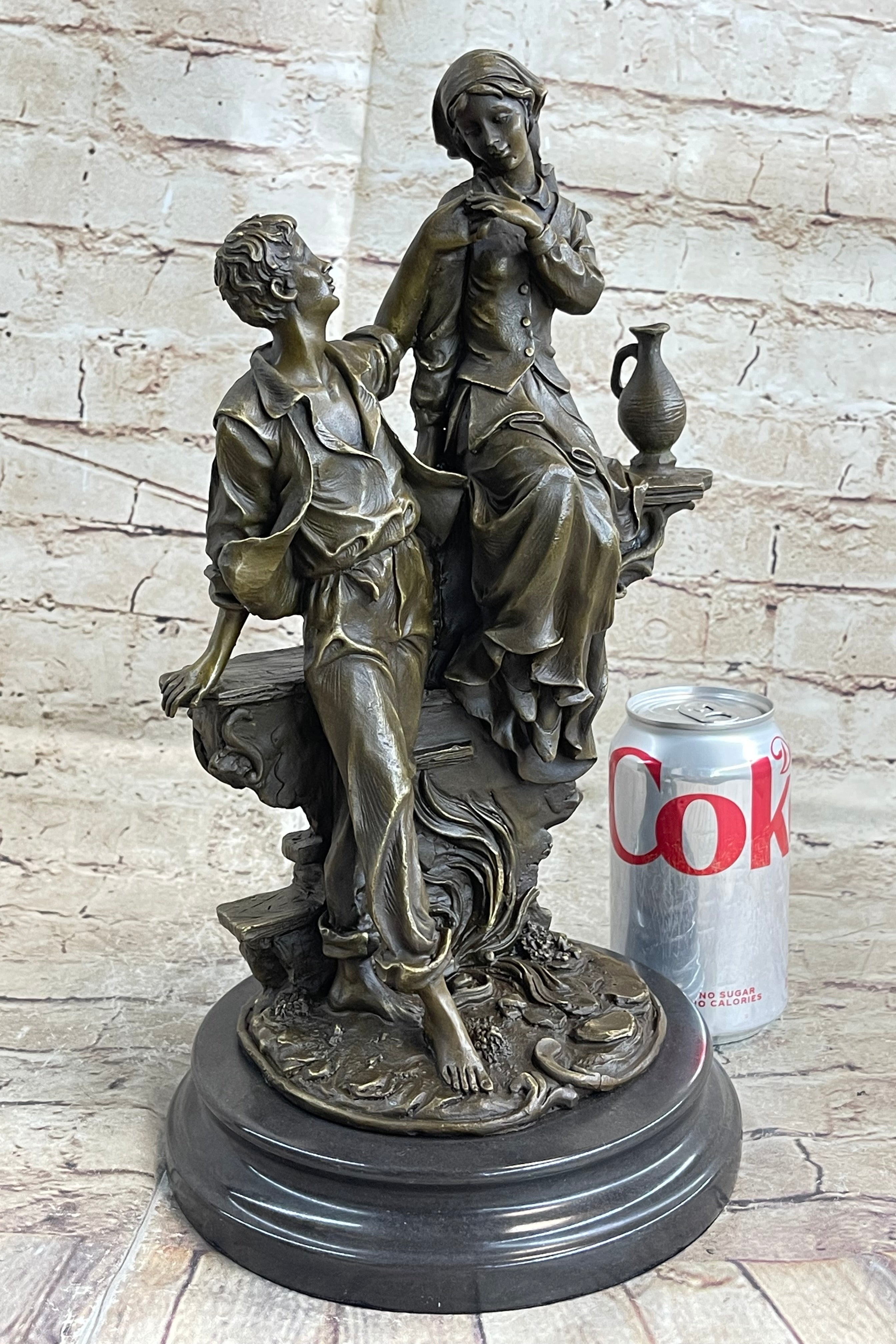 French Bronze Young Lovers Romance Anniversary Figure 14" x 7.5"