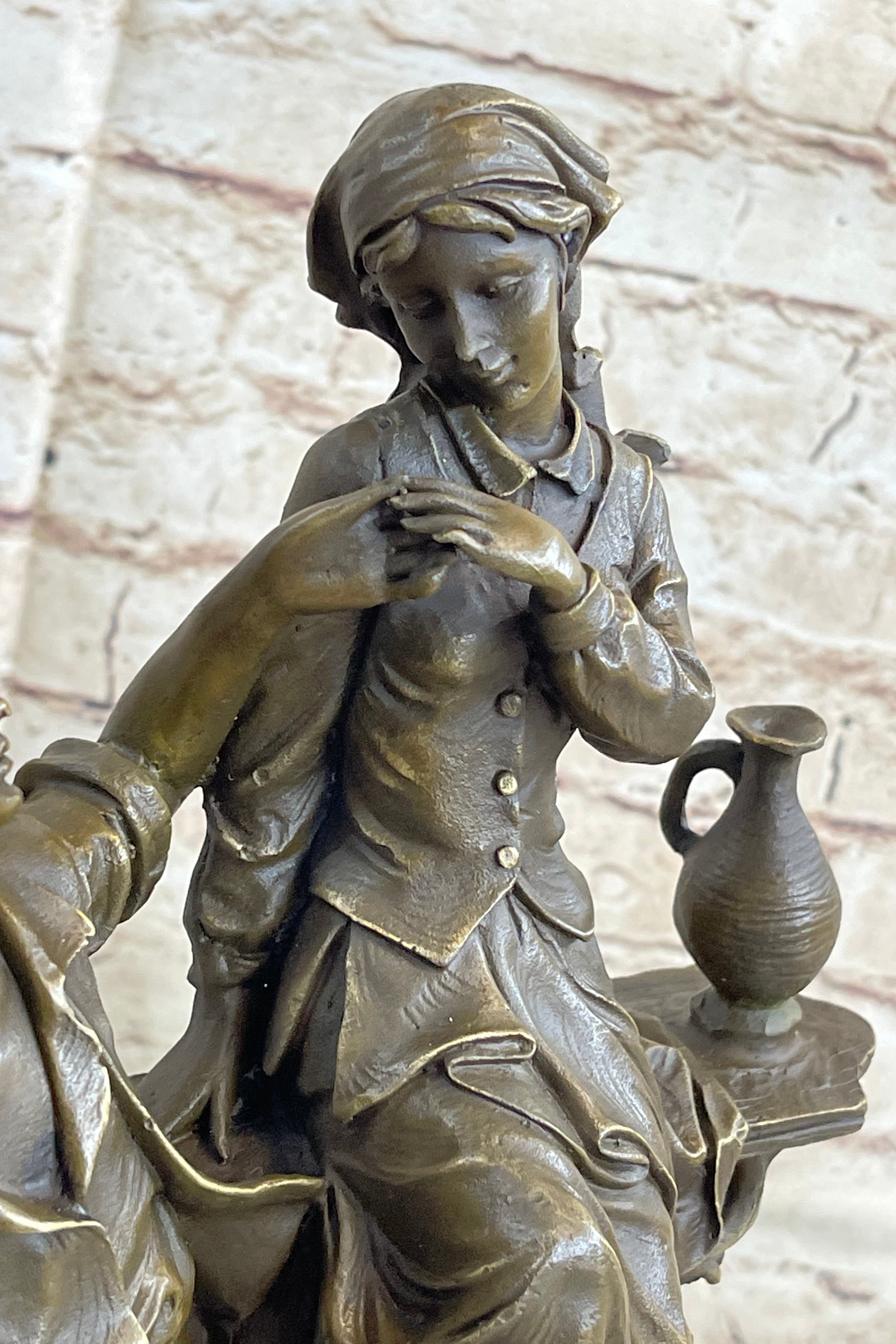 French Bronze Young Lovers Romance Anniversary Figure 14" x 7.5"