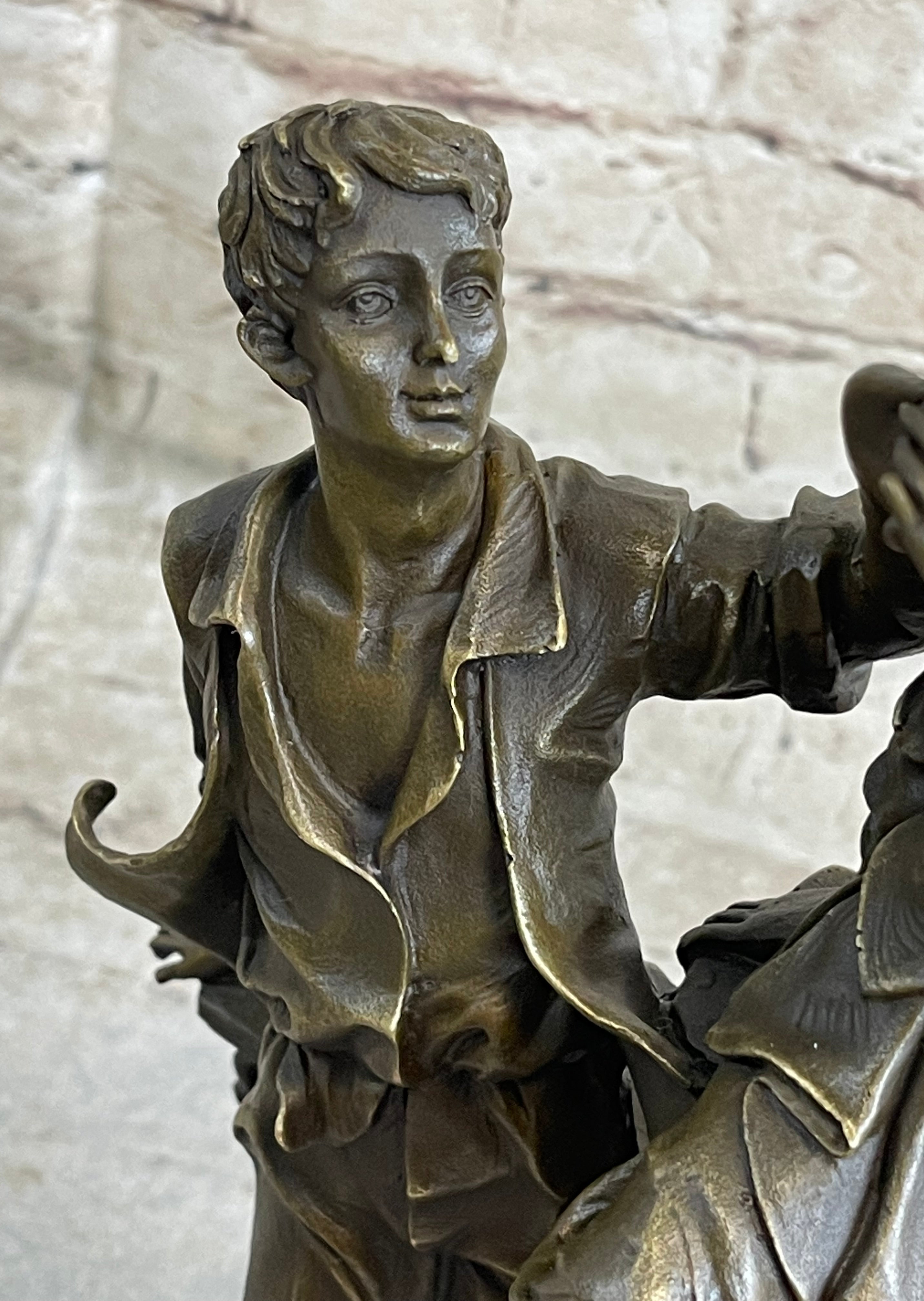 French Bronze Young Lovers Romance Anniversary Figure 14" x 7.5"