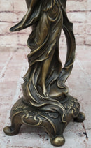 Art Nouveau Bronze Vase with Elegant Woman - Antique-Style Centerpiece