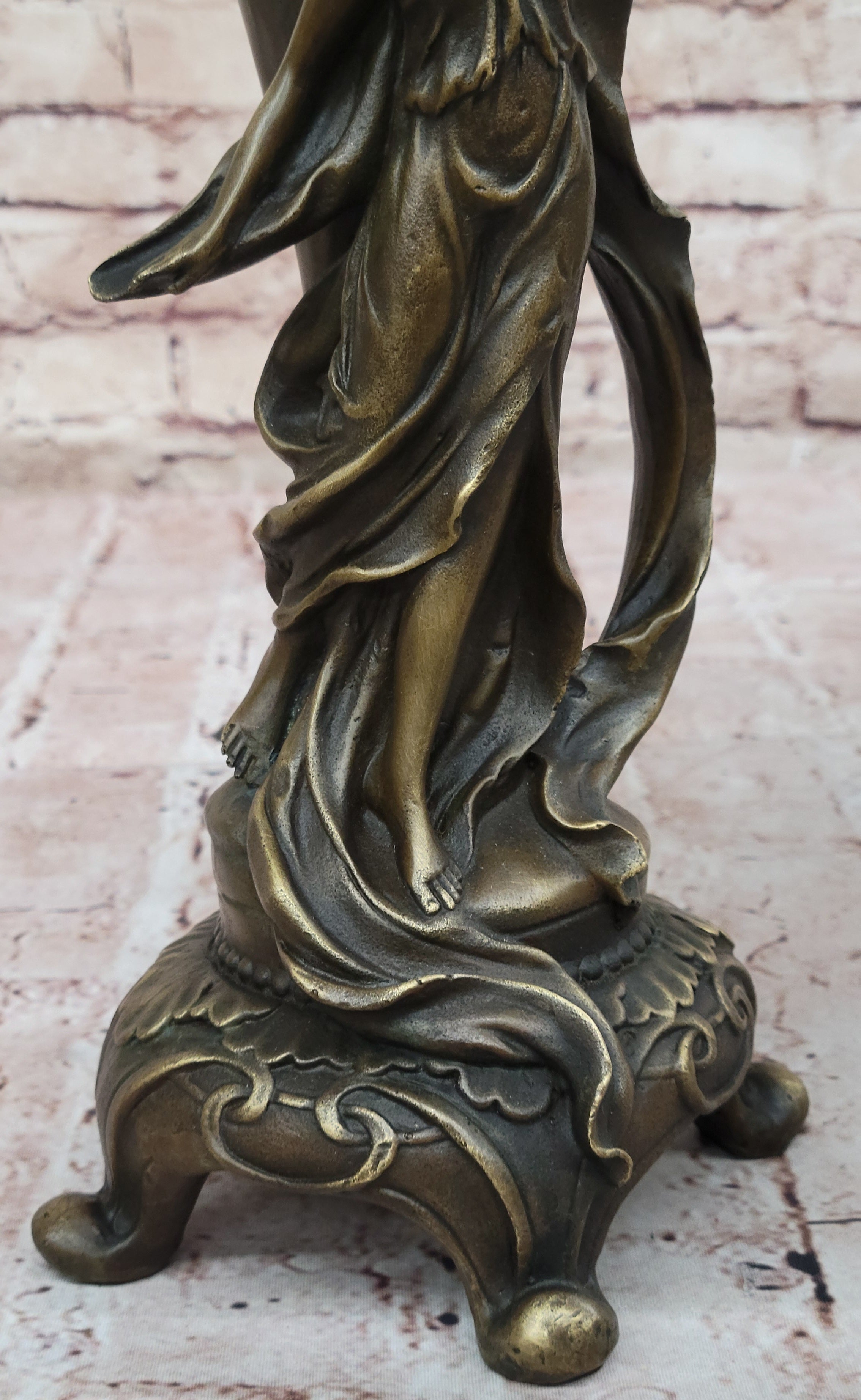 Art Nouveau Bronze Vase with Elegant Woman - Antique-Style Centerpiece