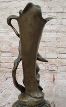 Art Nouveau Bronze Vase with Elegant Woman - Antique-Style Centerpiece