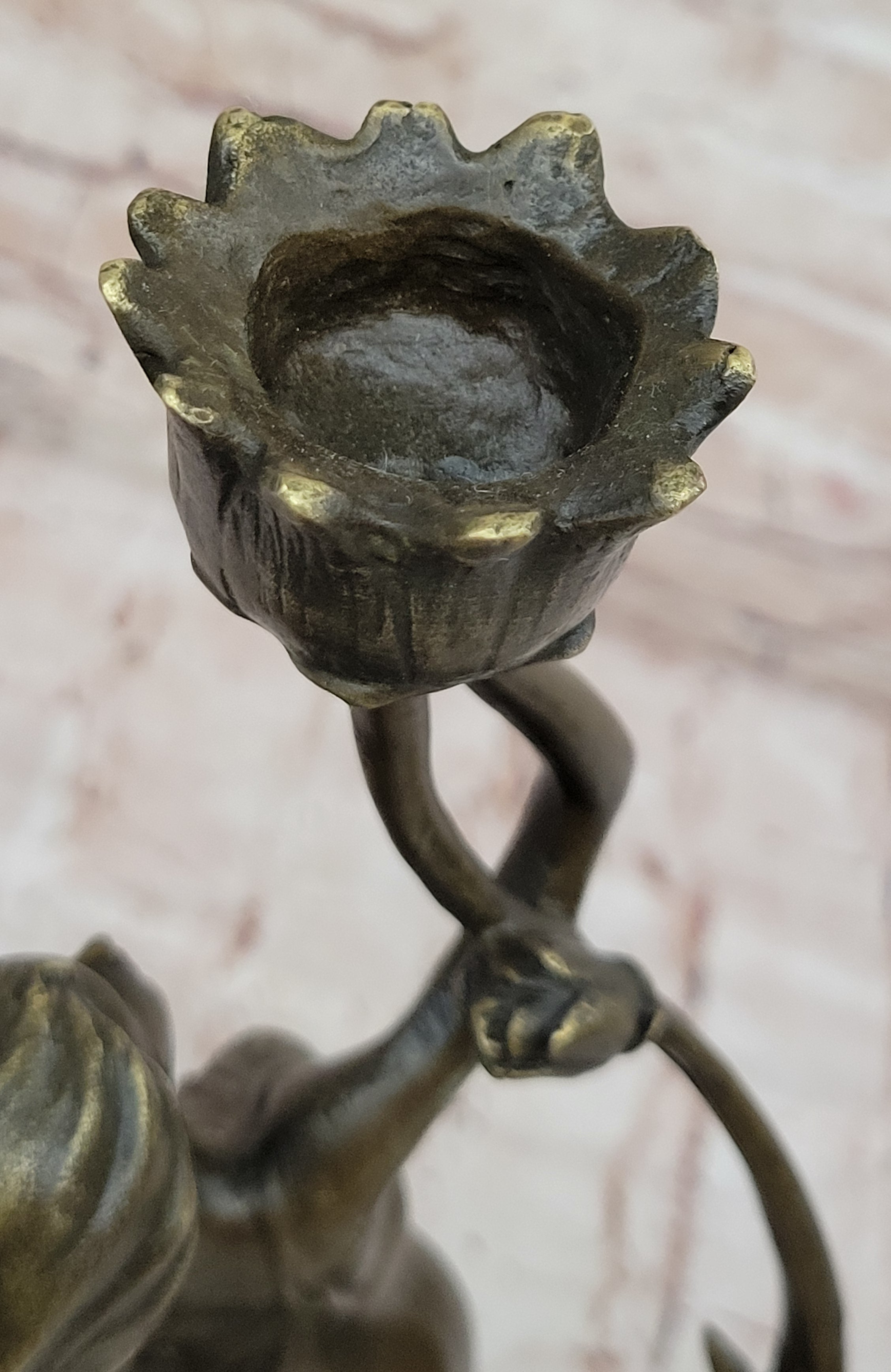 Art Nouveau Bronze Candle Holder – Woman in Flowing Dress
