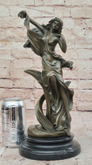 Bronze Art Nouveau Lady Sculpture – Elegant Flowing Female