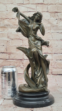 Bronze Art Nouveau Lady Sculpture – Elegant Flowing Female