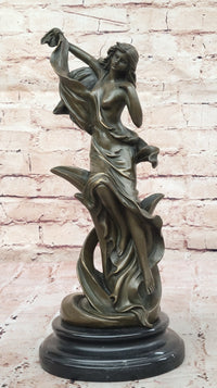 Bronze Art Nouveau Lady Sculpture – Elegant Flowing Female