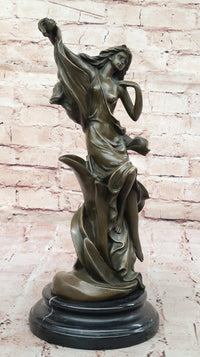 Bronze Art Nouveau Lady Sculpture – Elegant Flowing Female