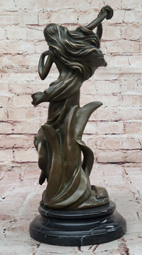 Bronze Art Nouveau Lady Sculpture – Elegant Flowing Female