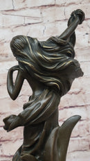 Bronze Art Nouveau Lady Sculpture – Elegant Flowing Female
