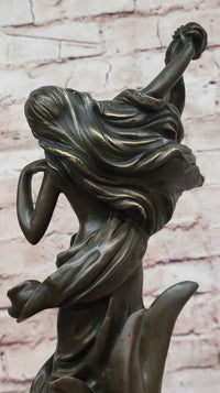 Bronze Art Nouveau Lady Sculpture – Elegant Flowing Female