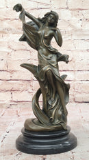Bronze Art Nouveau Lady Sculpture – Elegant Flowing Female