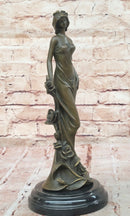 Bronze Lady with Roses Art Nouveau Sculpture by Kassin