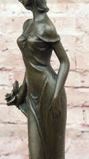 Bronze Lady with Roses Art Nouveau Sculpture by Kassin