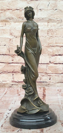 Bronze Lady with Roses Art Nouveau Sculpture by Kassin