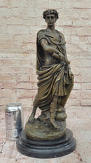 Bronze Julius Caesar Sculpture on Marble Base - Roman History Art