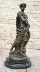 Bronze Julius Caesar Sculpture on Marble Base - Roman History Art