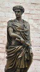 Bronze Julius Caesar Sculpture on Marble Base - Roman History Art