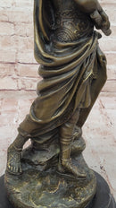 Bronze Julius Caesar Sculpture on Marble Base - Roman History Art