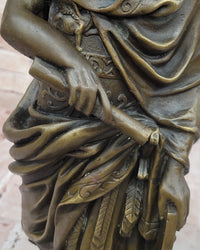 Bronze Julius Caesar Sculpture on Marble Base - Roman History Art